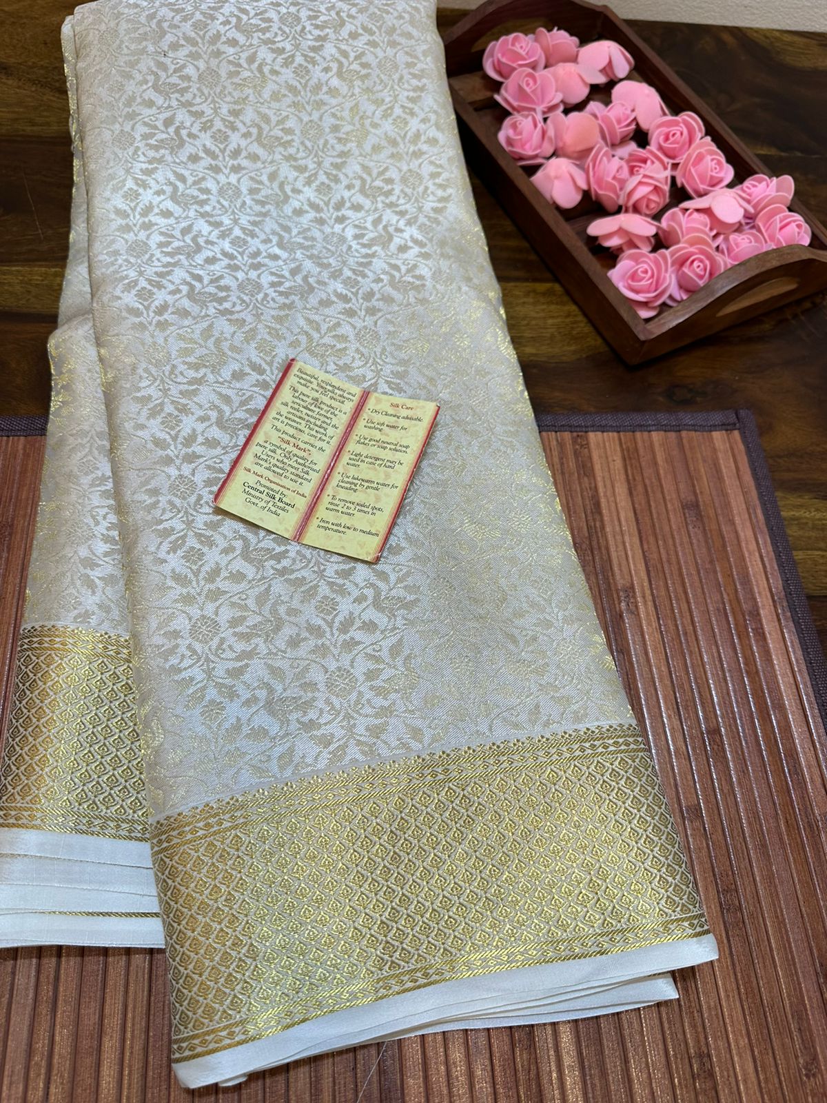Pure brocade mysore silk 120 grm thickness saree