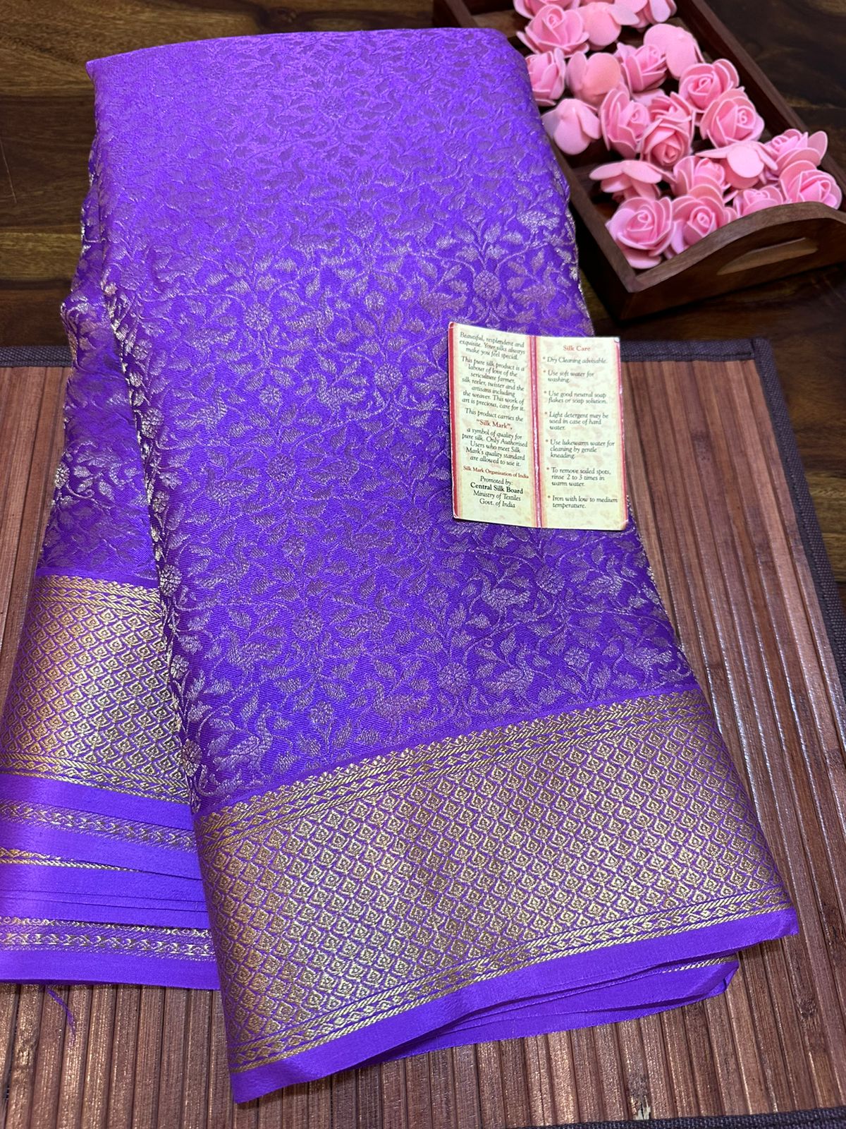 Pure brocade mysore silk 120 grm thickness saree