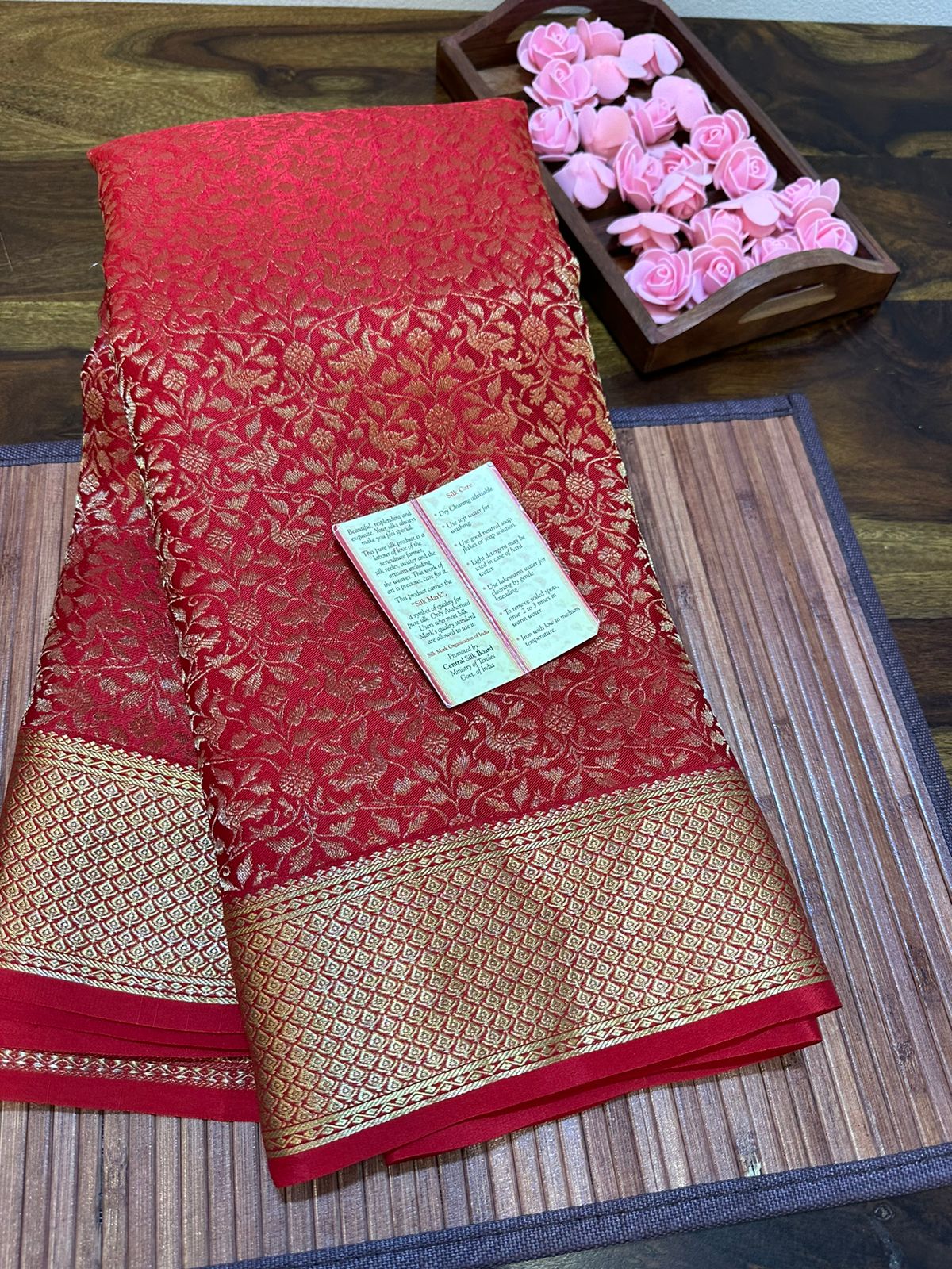 Pure brocade mysore silk 120 grm thickness saree