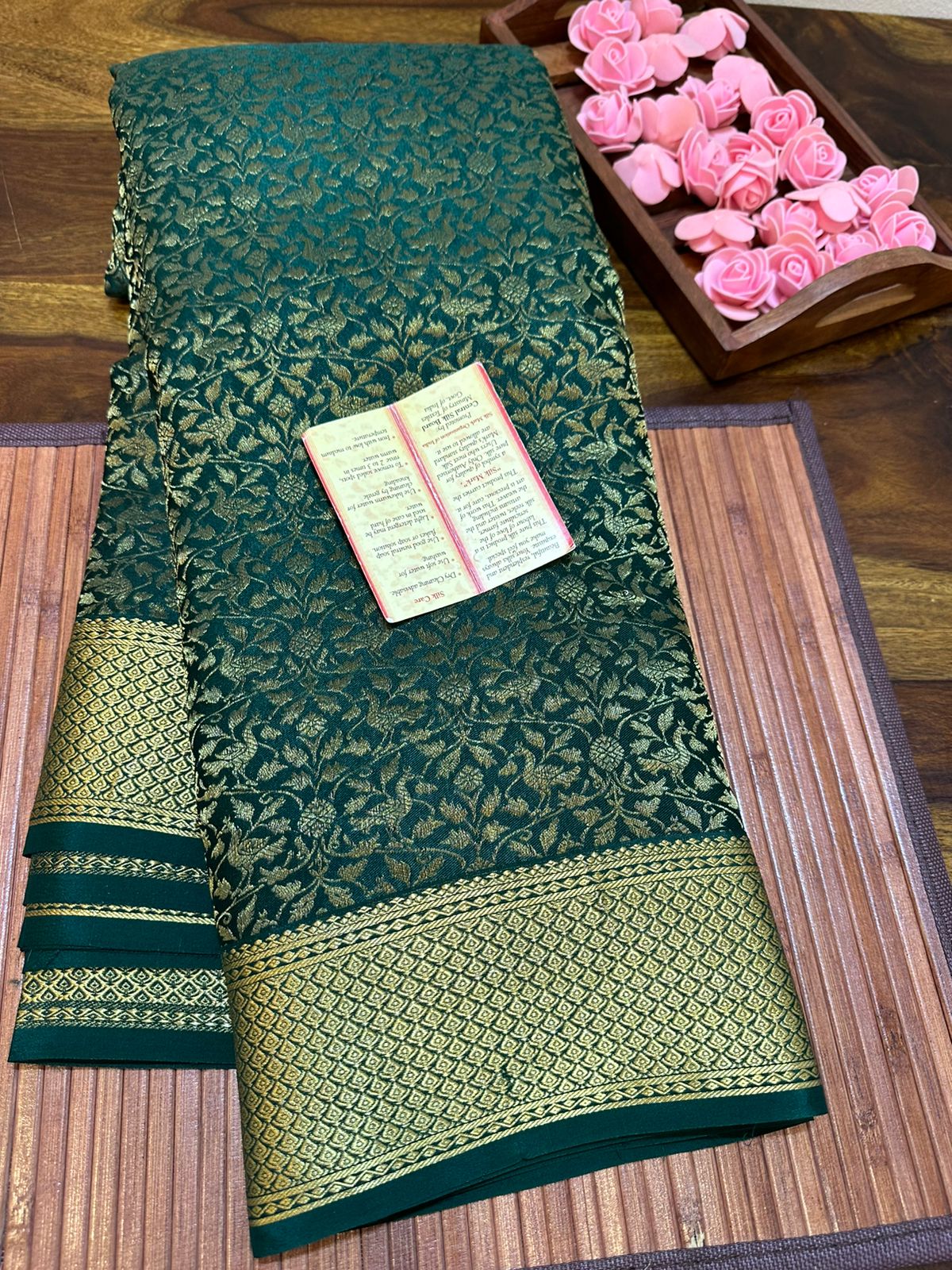 Pure brocade mysore silk 120 grm thickness saree