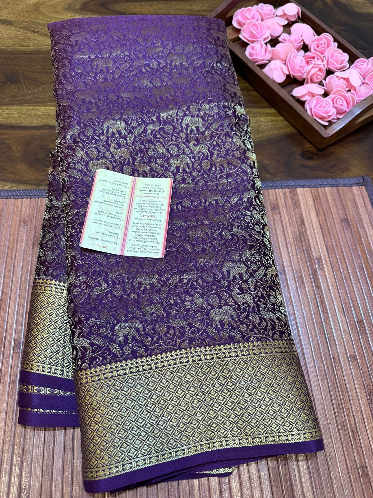 Pure brocade mysore silk 120 grm thickness saree