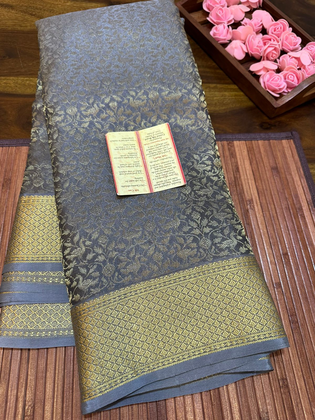 Pure brocade mysore silk 120 grm thickness saree