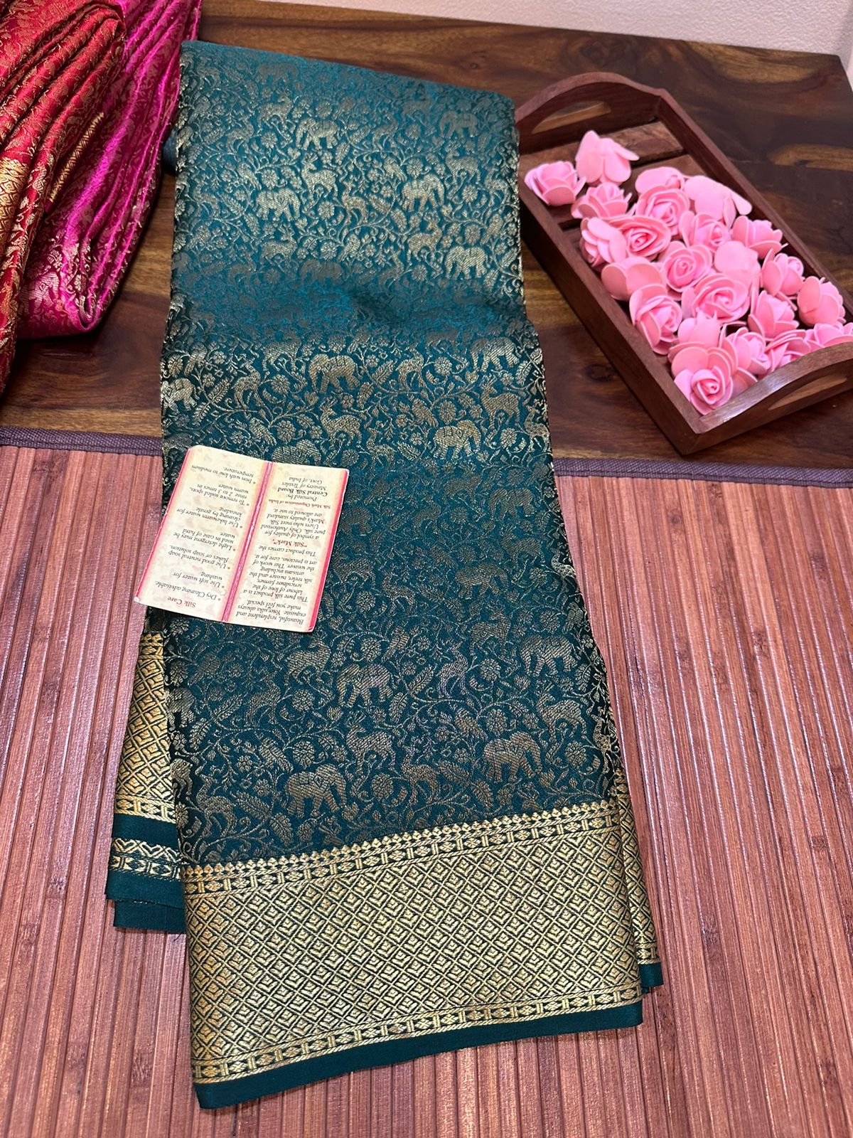 Pure brocade mysore silk 120 grm thickness saree