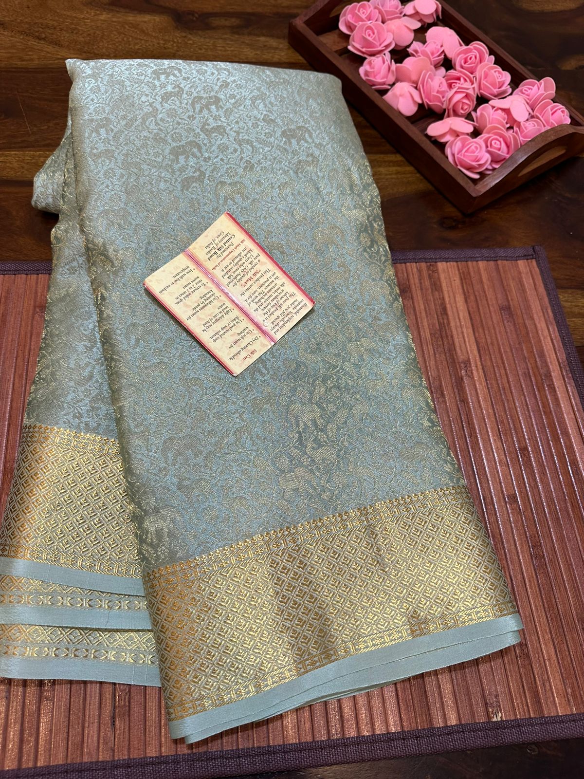 Pure brocade mysore silk 120 grm thickness saree