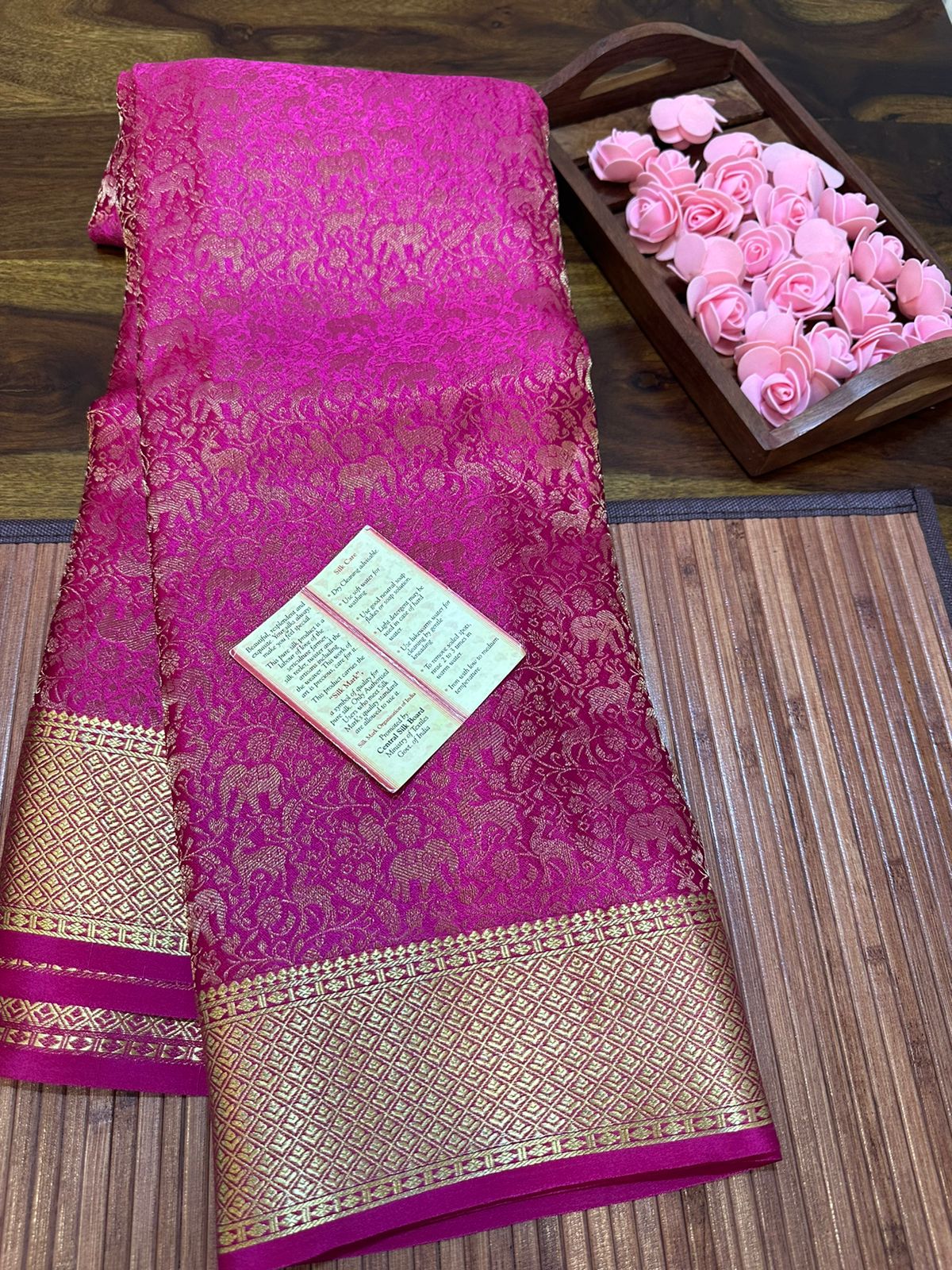 Pure brocade mysore silk 120 grm thickness saree