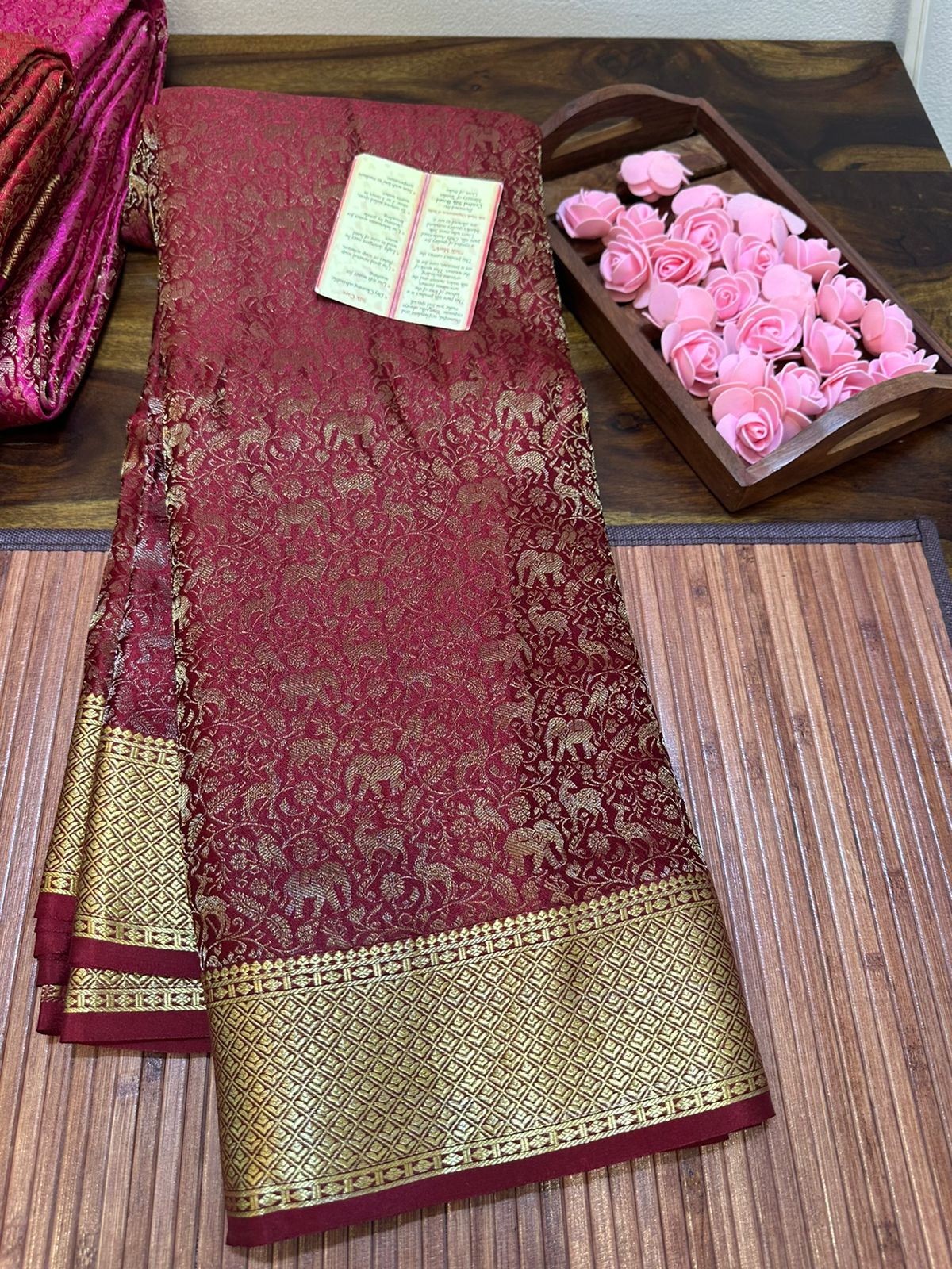 Pure brocade mysore silk 120 grm thickness saree