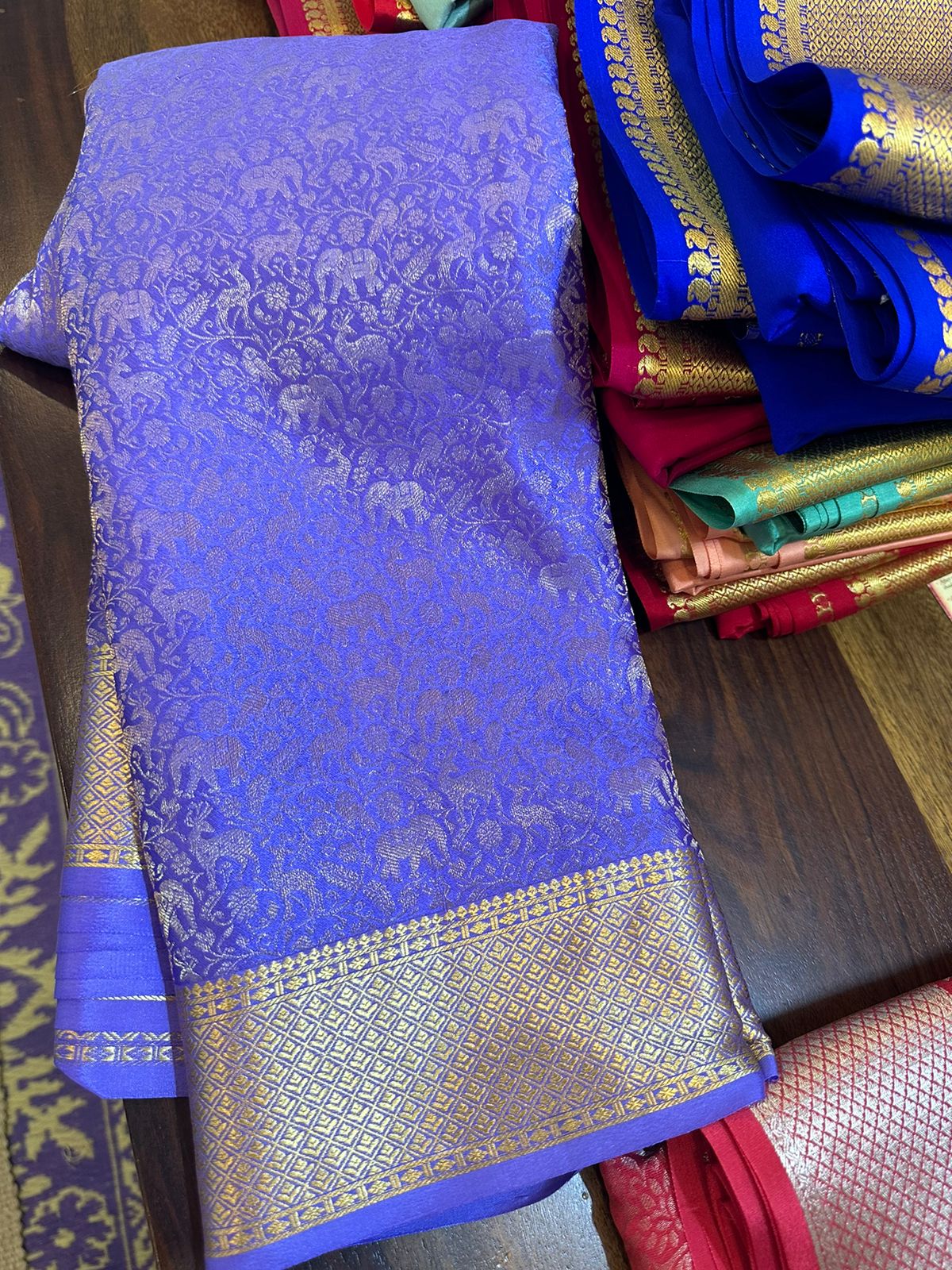 Pure brocade mysore silk 120 grm thickness saree
