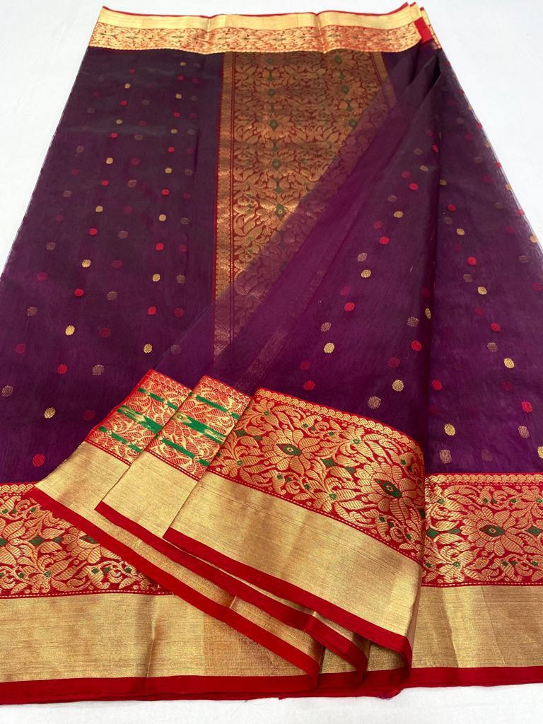 Pure Chanderi Katan Silk Saree