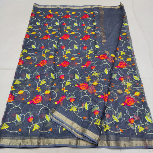 Pure cotton kota embroidery saree