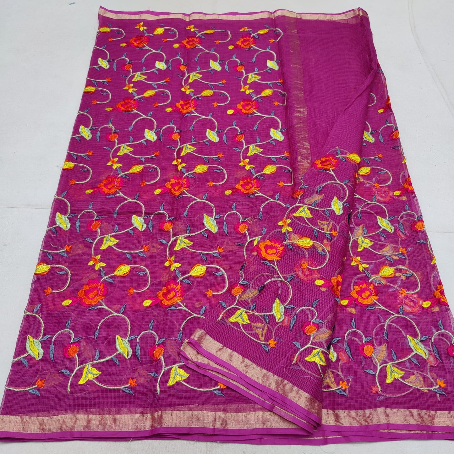 Pure cotton kota embroidery saree