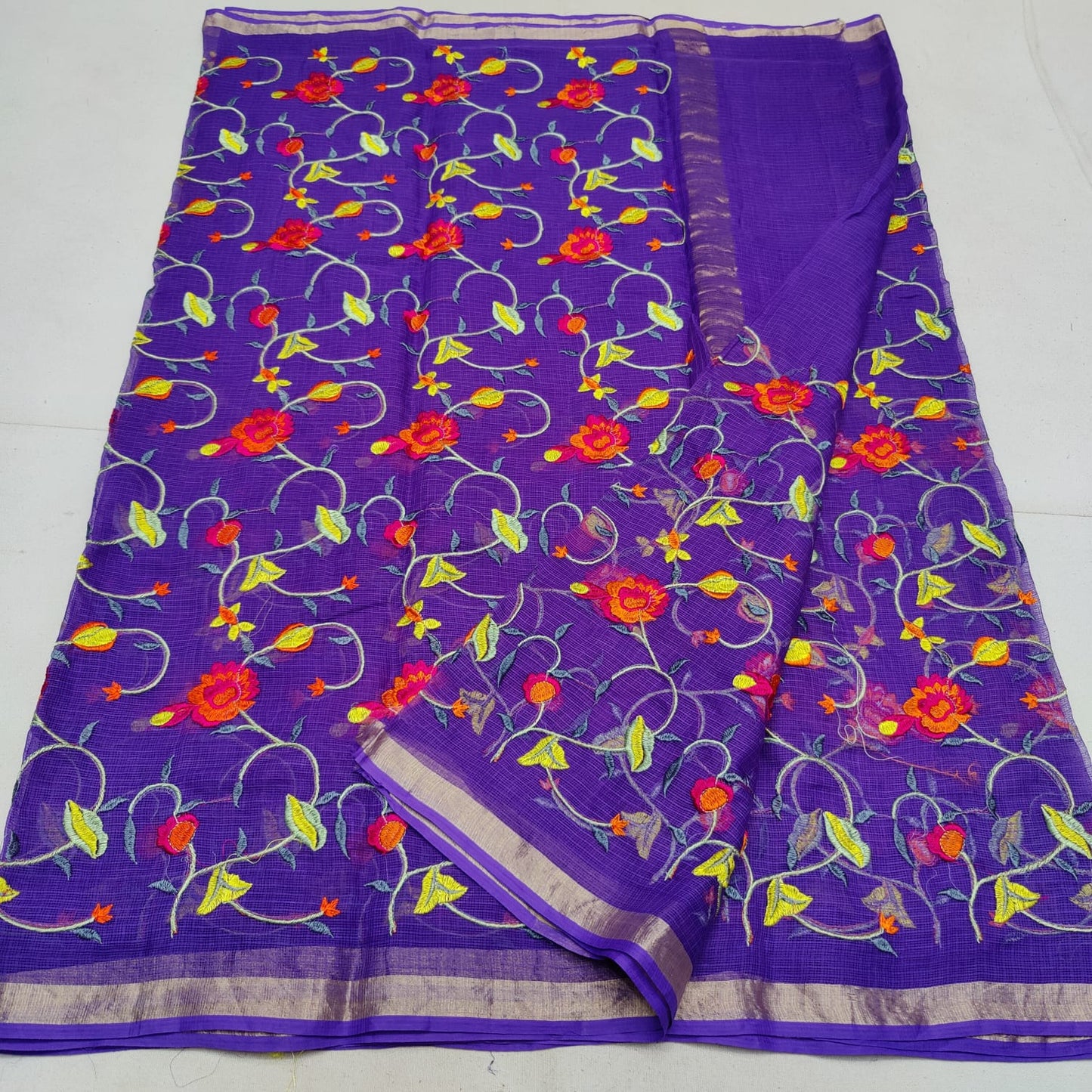Pure cotton kota embroidery saree