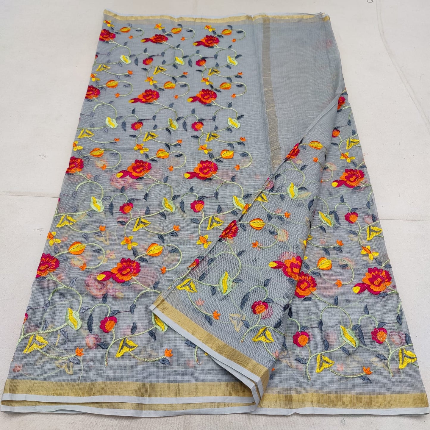 Pure cotton kota embroidery saree