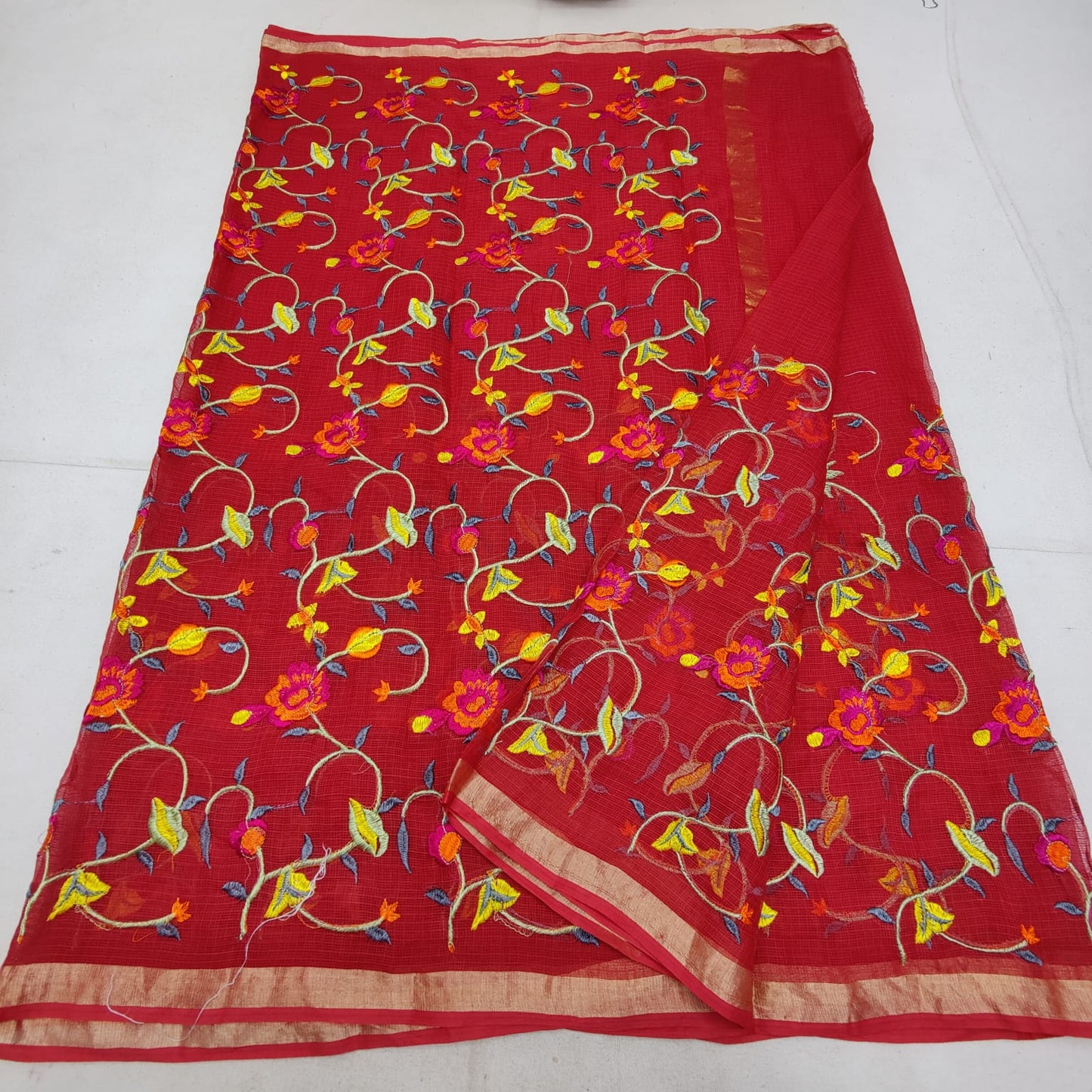 Pure cotton kota embroidery saree