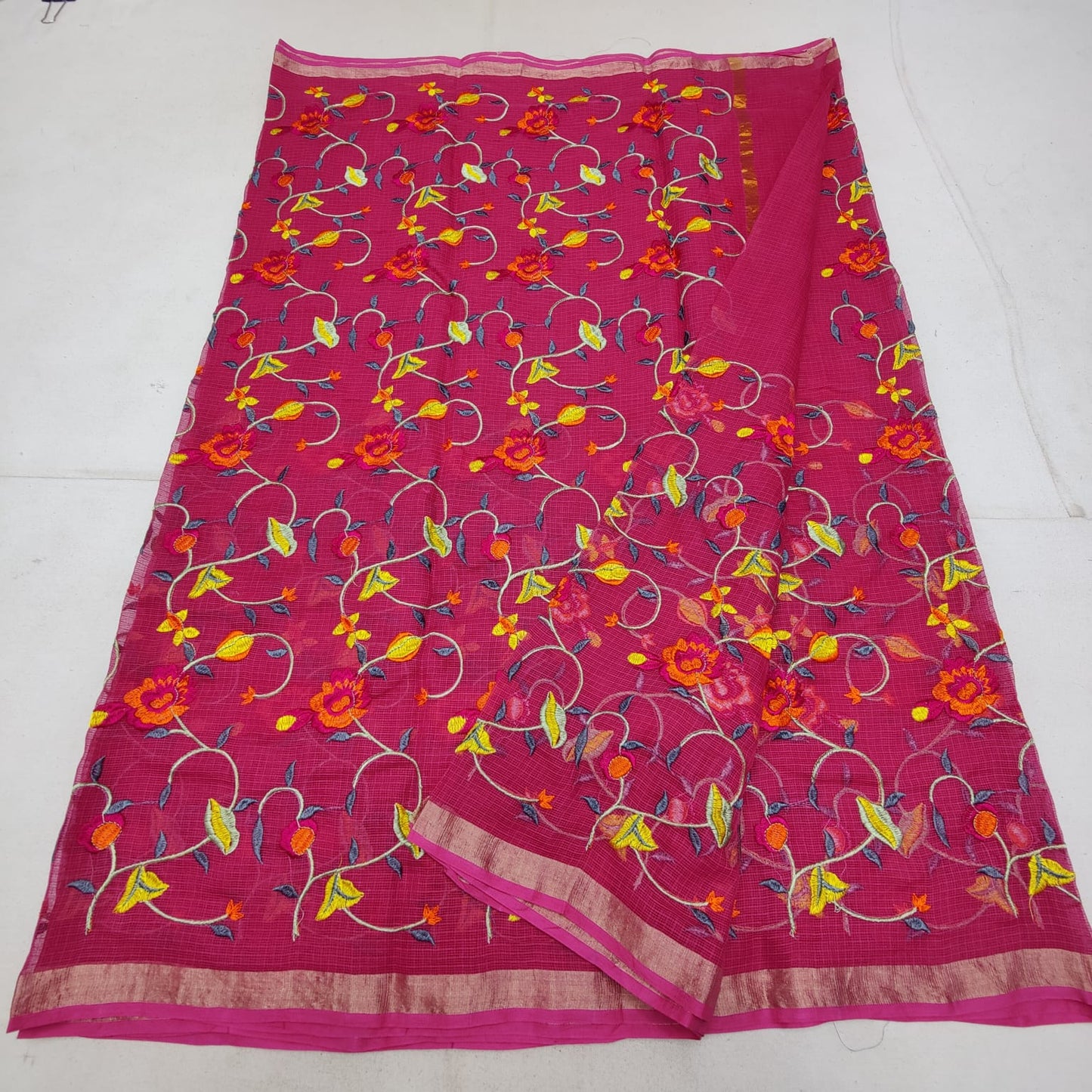 Pure cotton kota embroidery saree