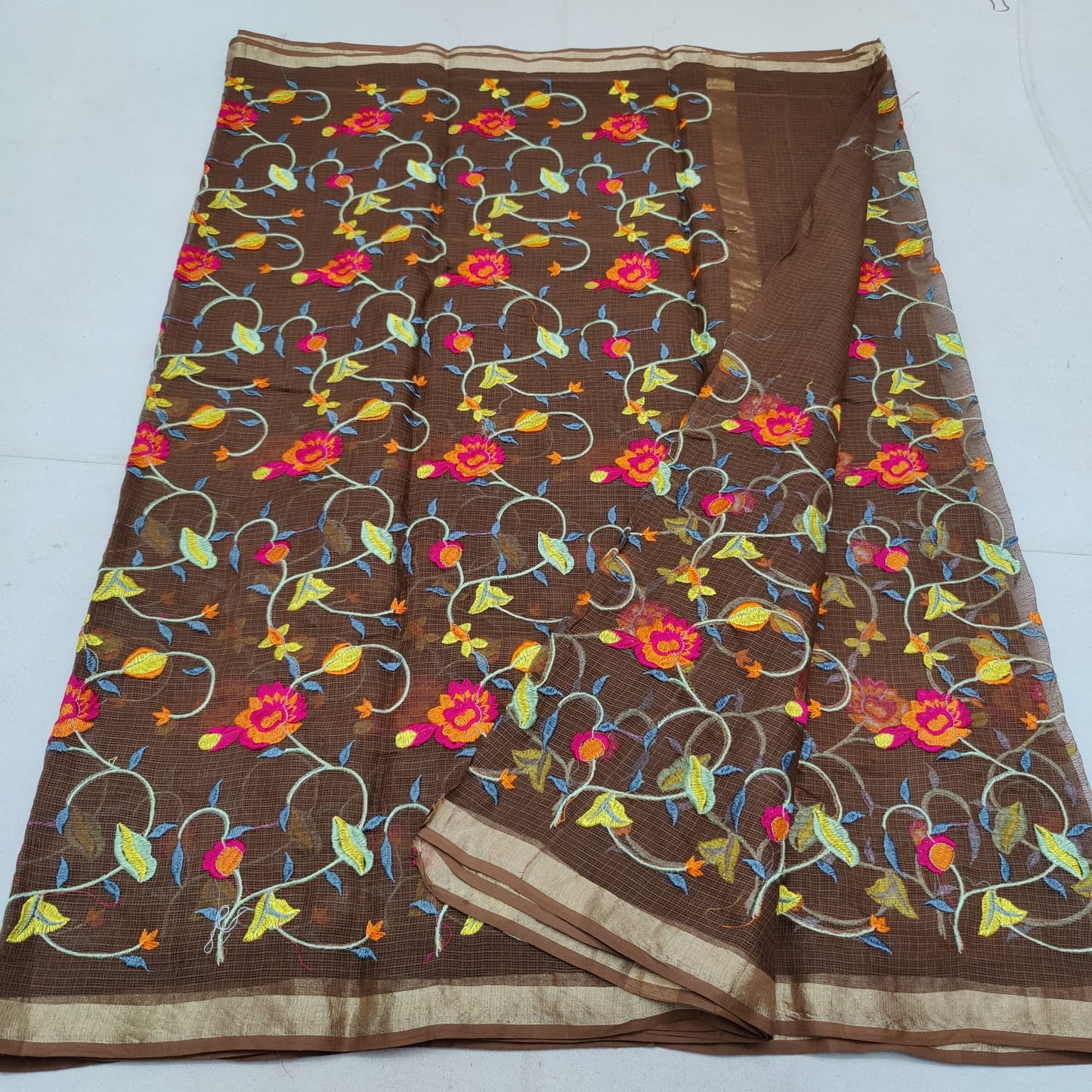 Pure cotton kota embroidery saree