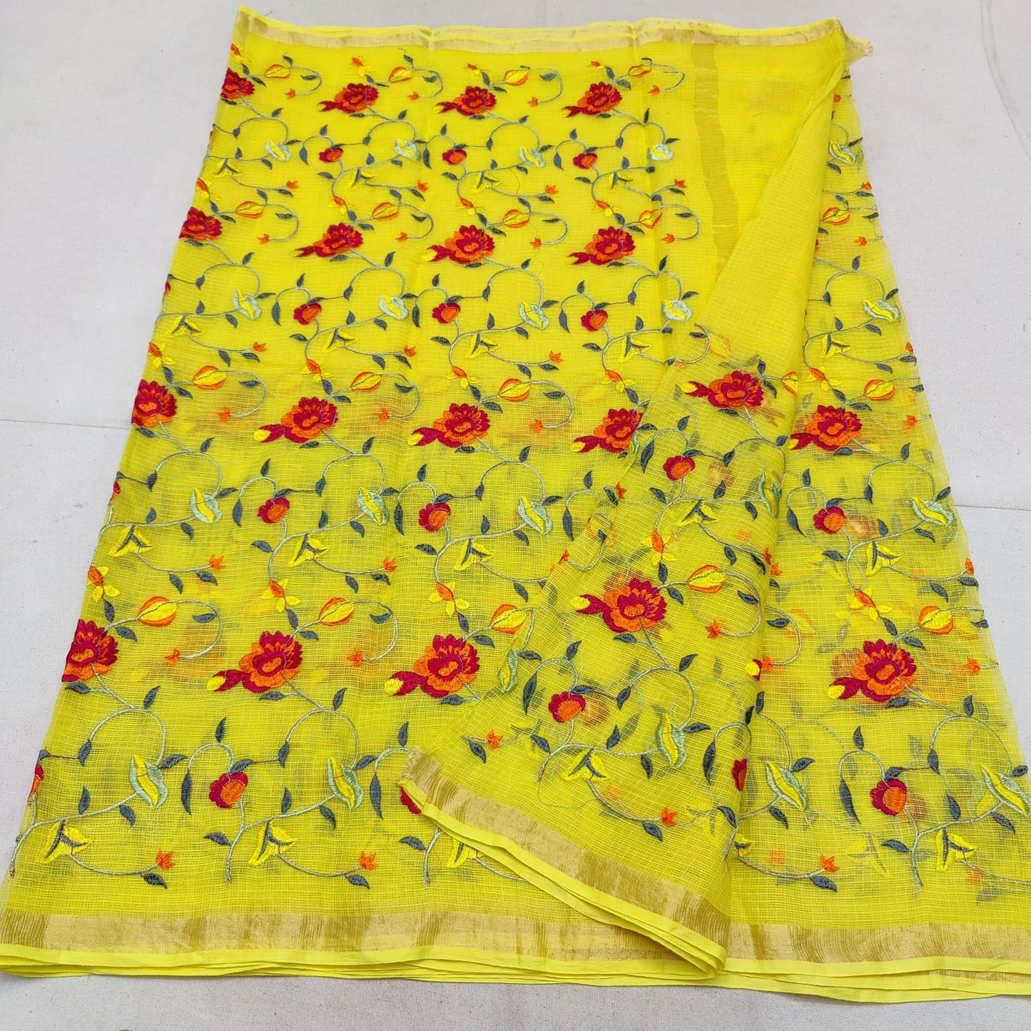 Pure cotton kota embroidery saree