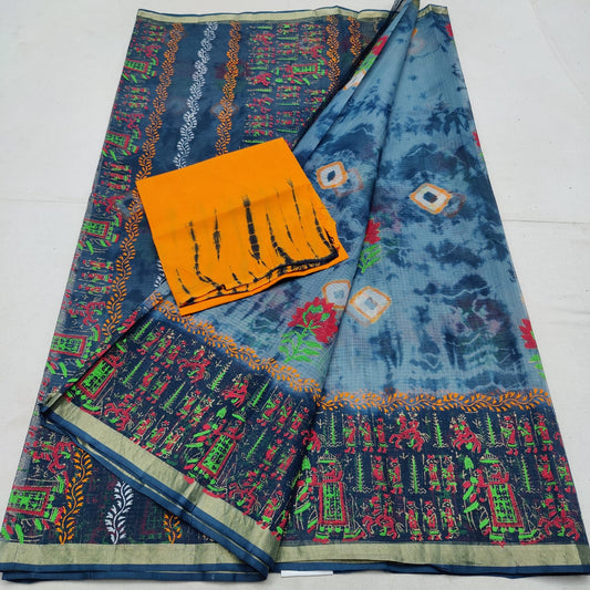 Pure cotton kota multidye & handblock printed saree