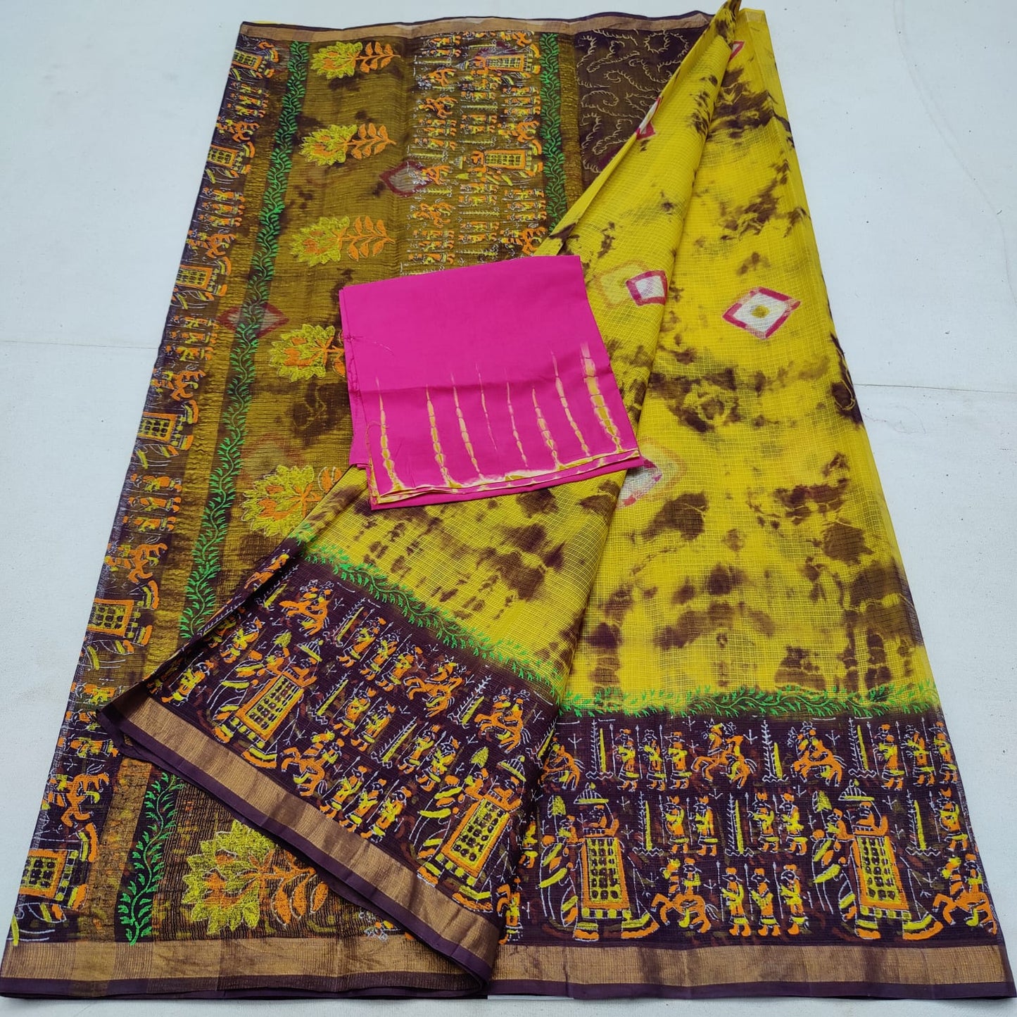 Pure cotton kota multidye & handblock printed saree