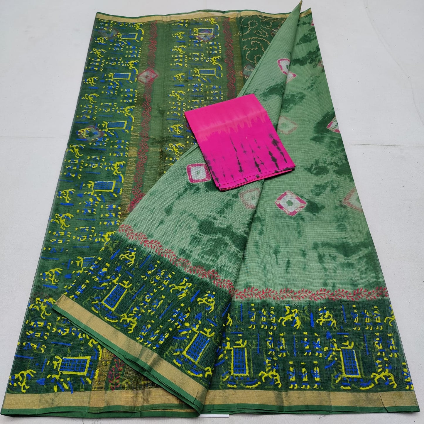 Pure cotton kota multidye & handblock printed saree