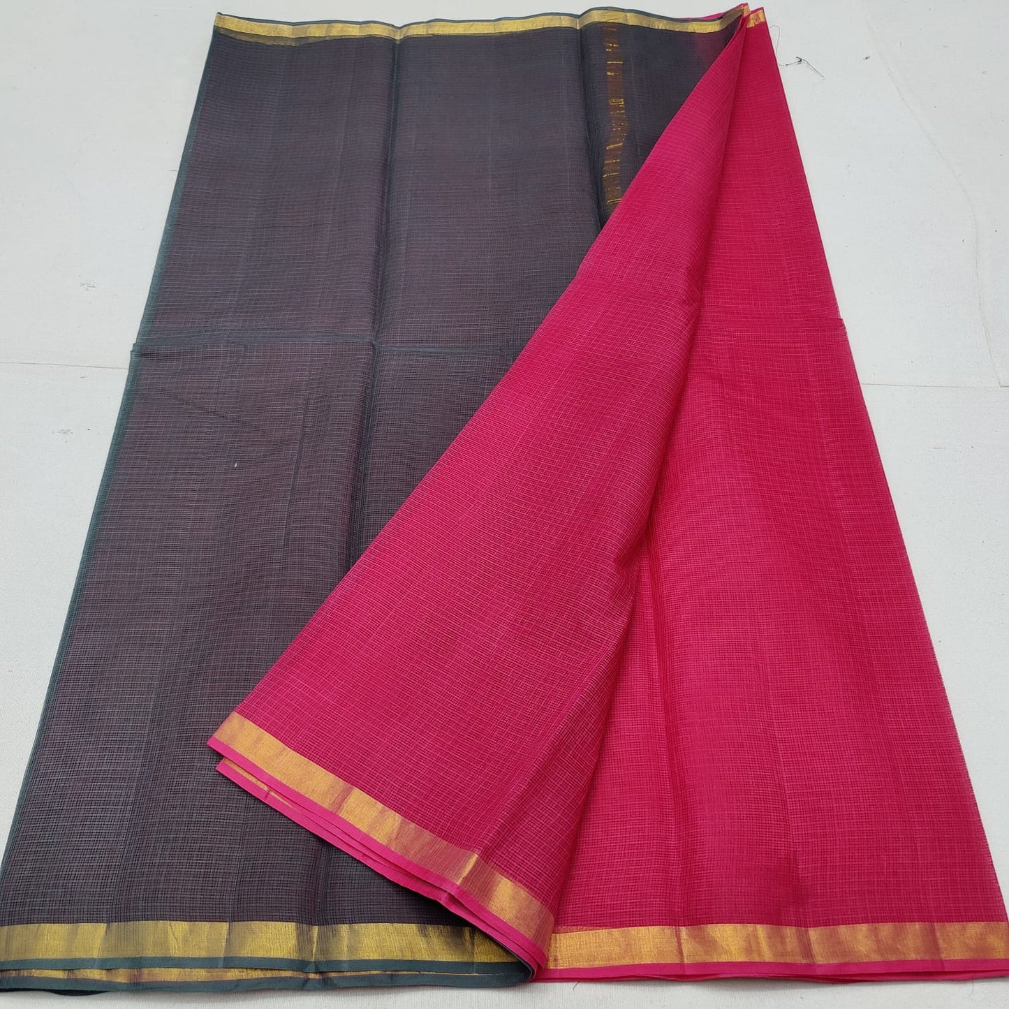 Pure cotton kota plain multi dye saree