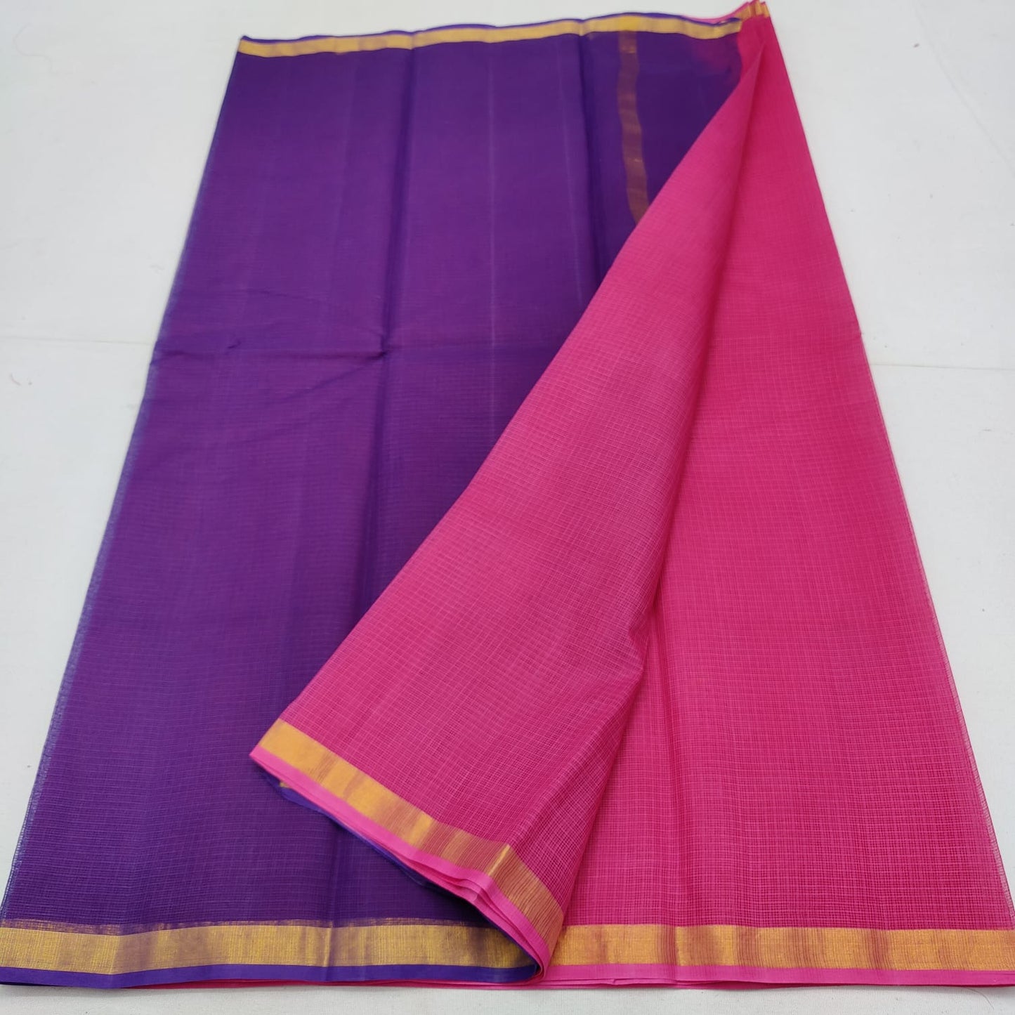 Pure cotton kota plain multi dye saree