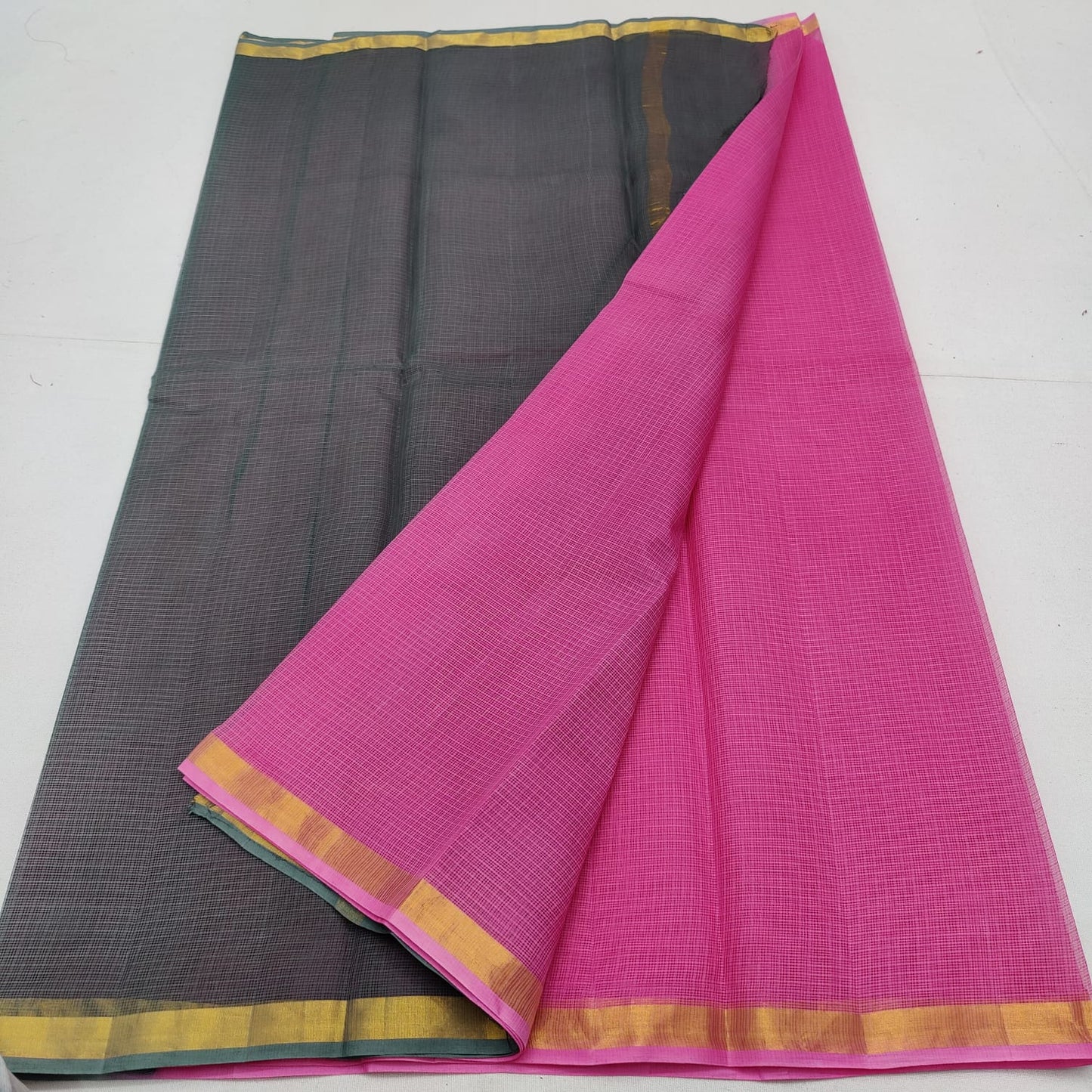 Pure cotton kota plain multi dye saree