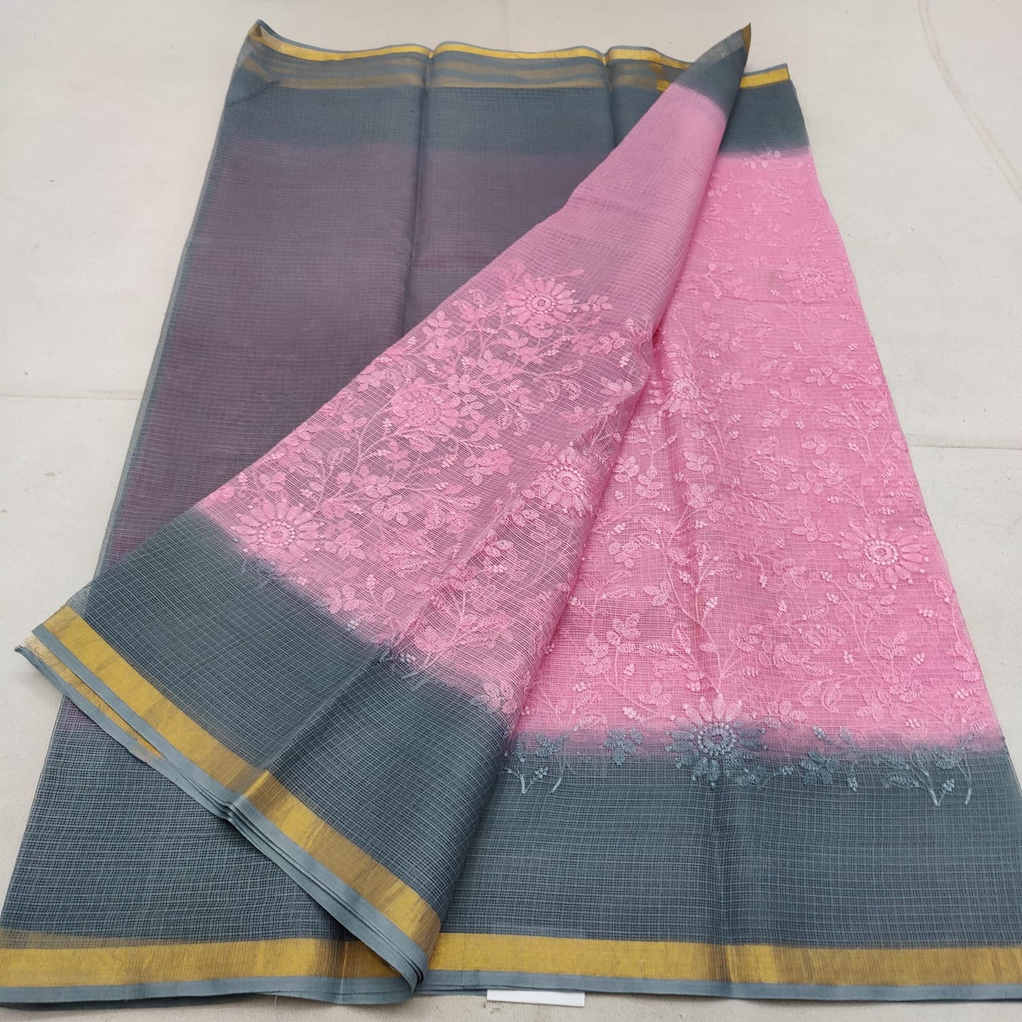 Pure cotton kota weaving & self embroidery & multidye saree
