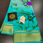 Pure floral shaded hand painted printed crepe mysore silk saree