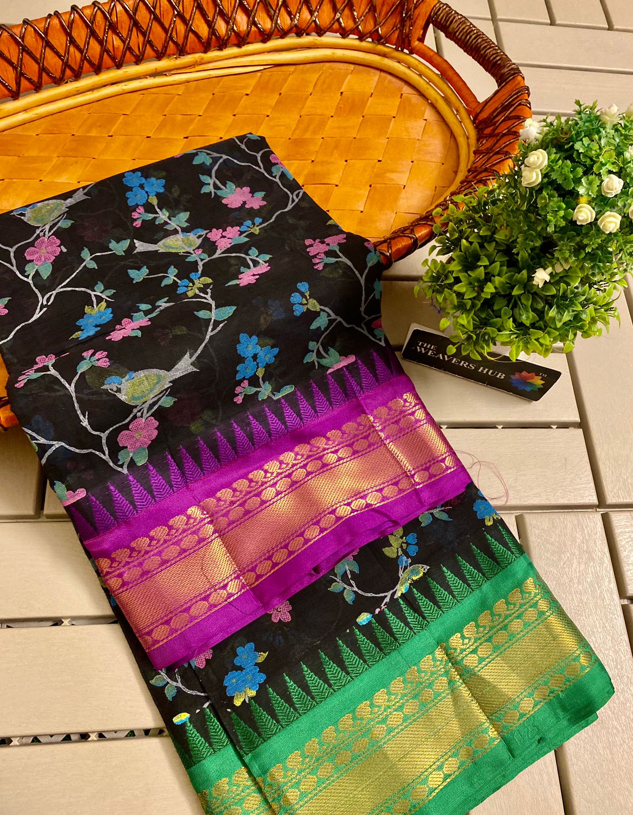 Pure Gadwal Cotton Printed Saree
