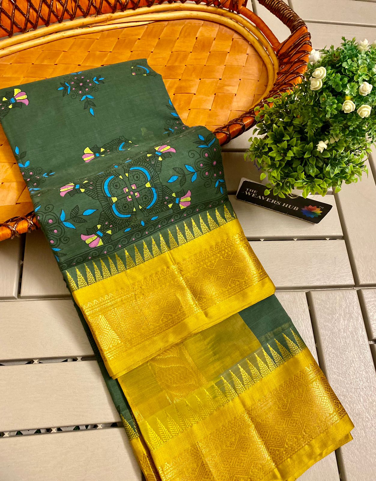 Pure Gadwal Cotton Printed Saree