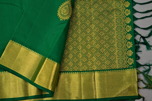 Pure Handloom Kanchipuram Leaf Green Colour Silk Saree