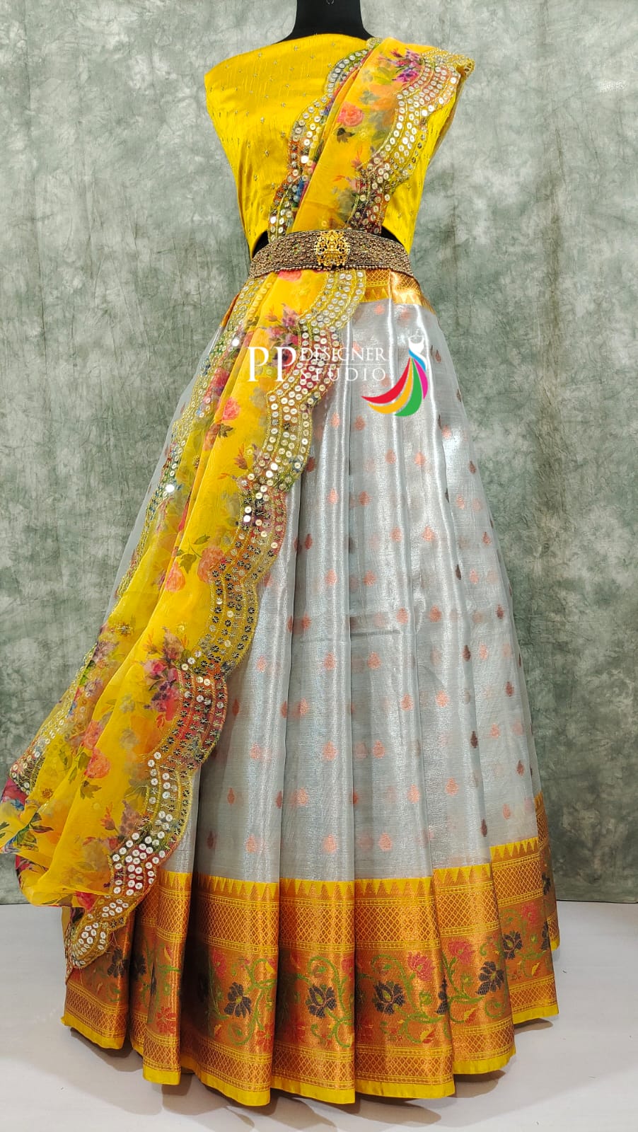 Pure Handloom Kanchipuram Tissue Lehenga