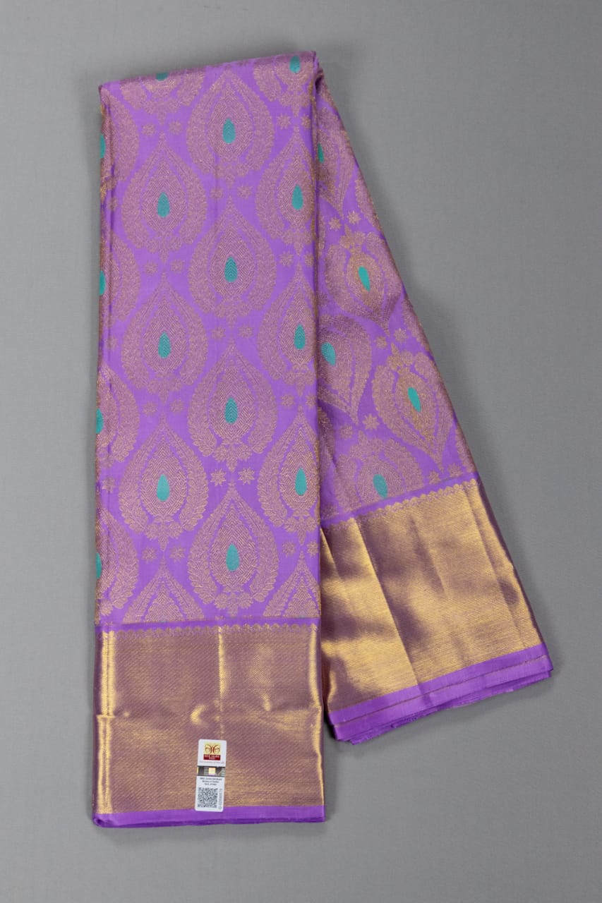 Pure Kanchipuram Handloom Light Lavender Colour Silk Saree