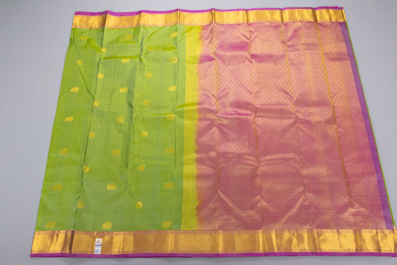 Pure Kanchipuram Elaichi With Pink Colour Silk Saree