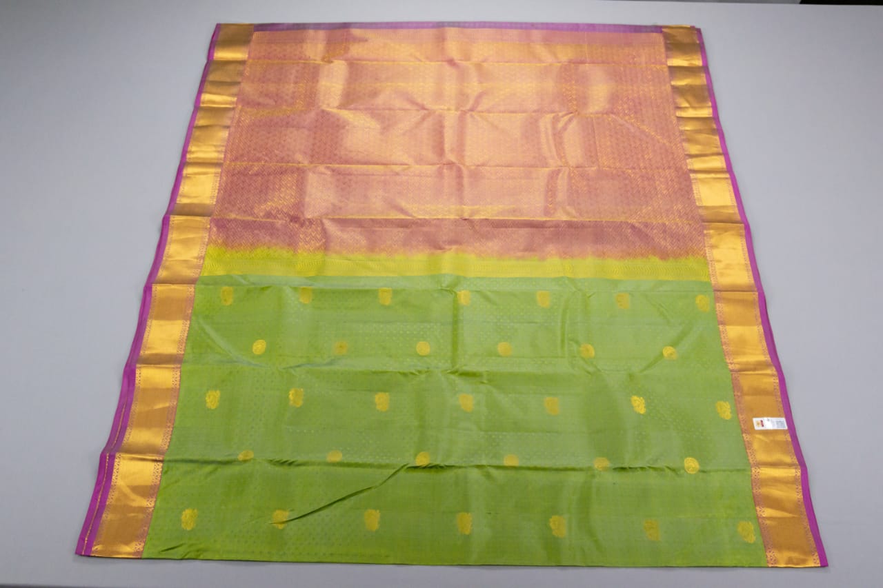 Pure Kanchipuram Elaichi With Pink Colour Silk Saree