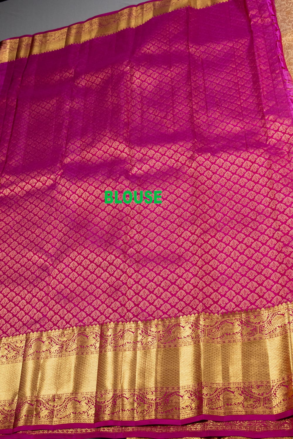 Pure Kanchipuram Peach With Rani Pink Colour Silk Saree