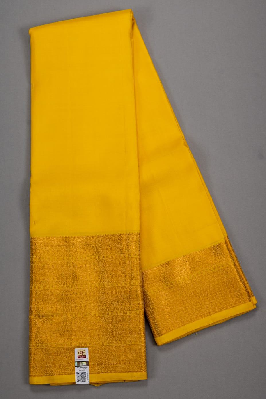 Pure Kanchipuram Yellow Colour Silk Plain Saree