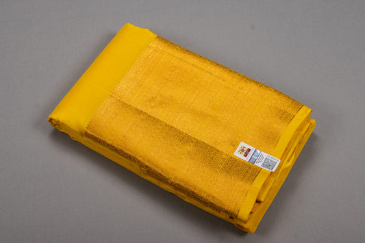 Pure Kanchipuram Yellow Colour Silk Plain Saree