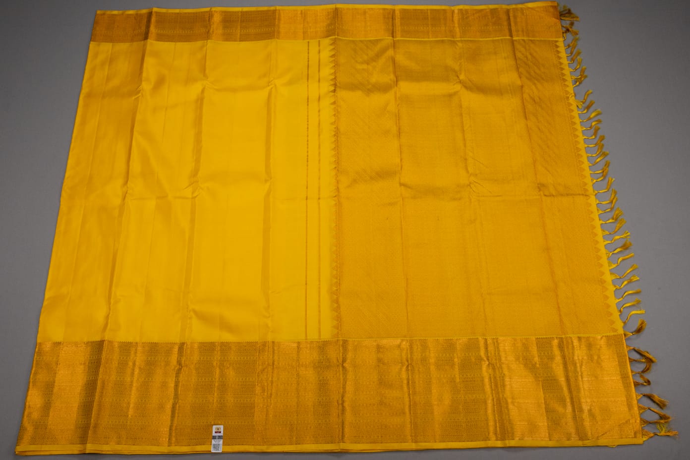 Pure Kanchipuram Yellow Colour Silk Plain Saree