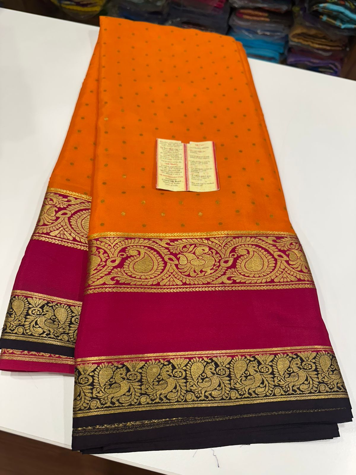 Pure mysore crepe silk 120 grm thickness saree