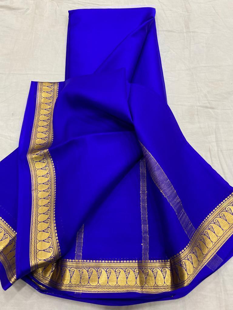 Mango border pure mysore silk saree