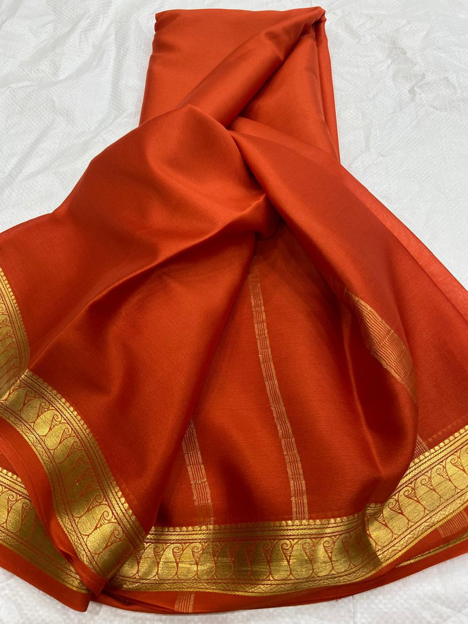 Mango border pure mysore silk saree