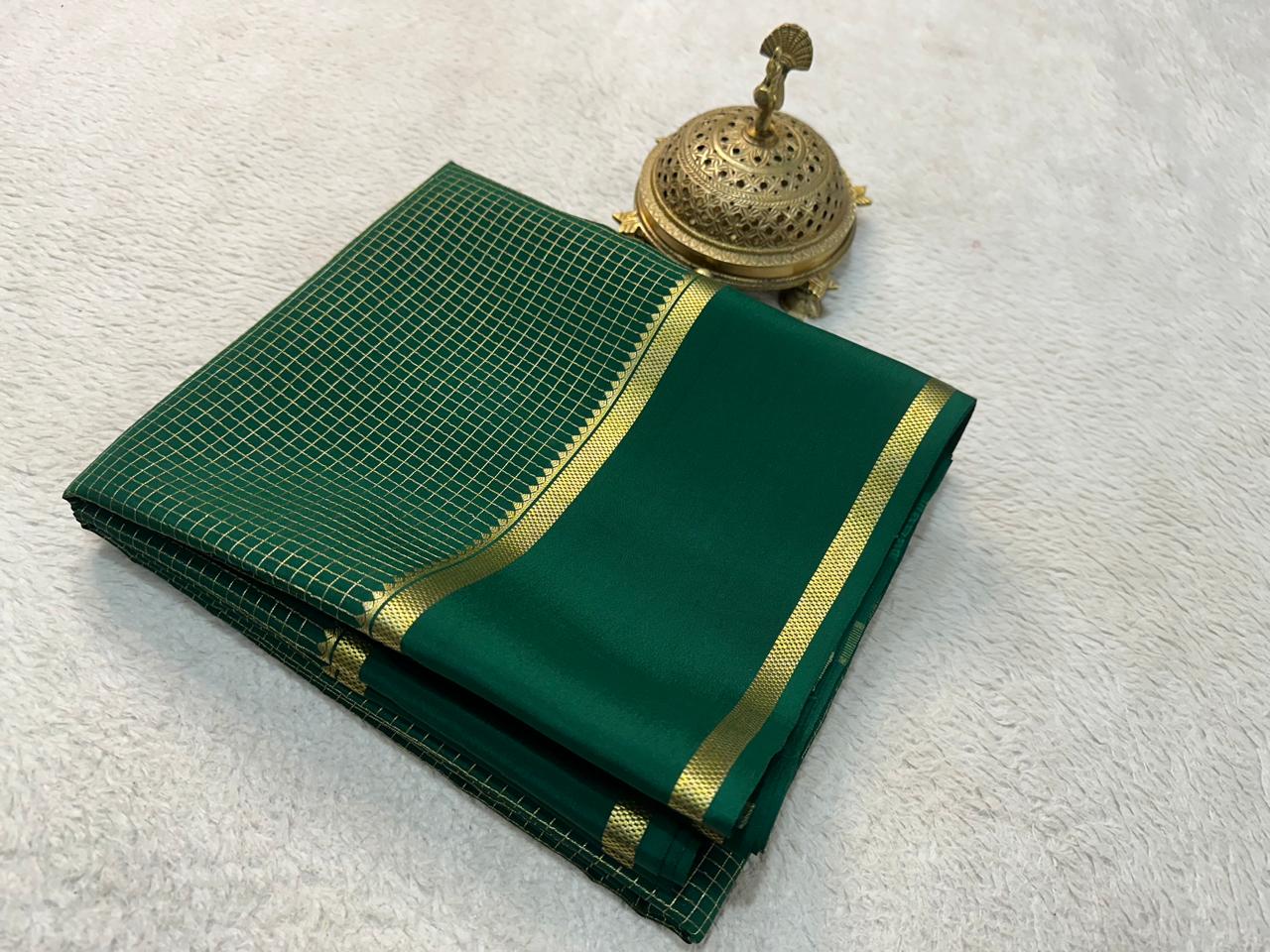 Pure mysore crepe silk checked saree