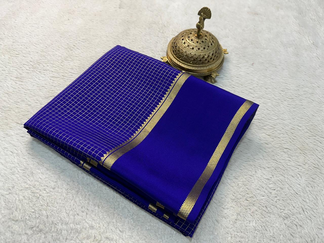 Pure mysore crepe silk checked saree