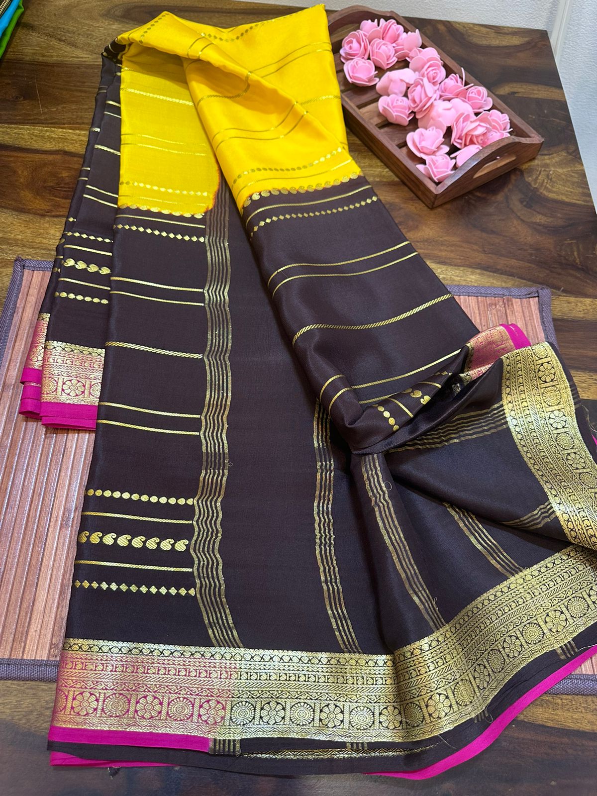 Pure mysore silk 100 grm thickness saree
