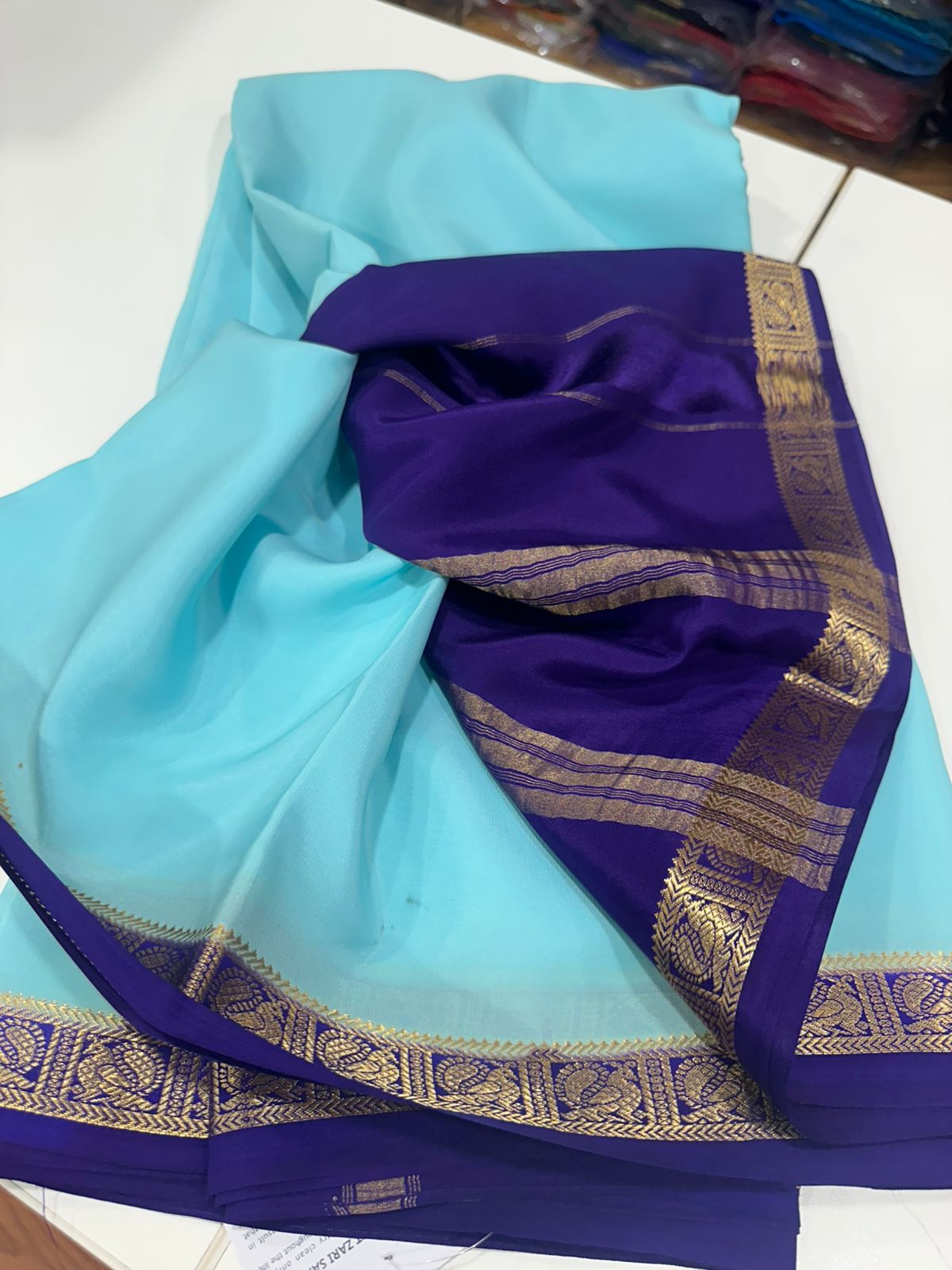 Pure Mysore Silk Real Gold and Silver Zari Work Saree