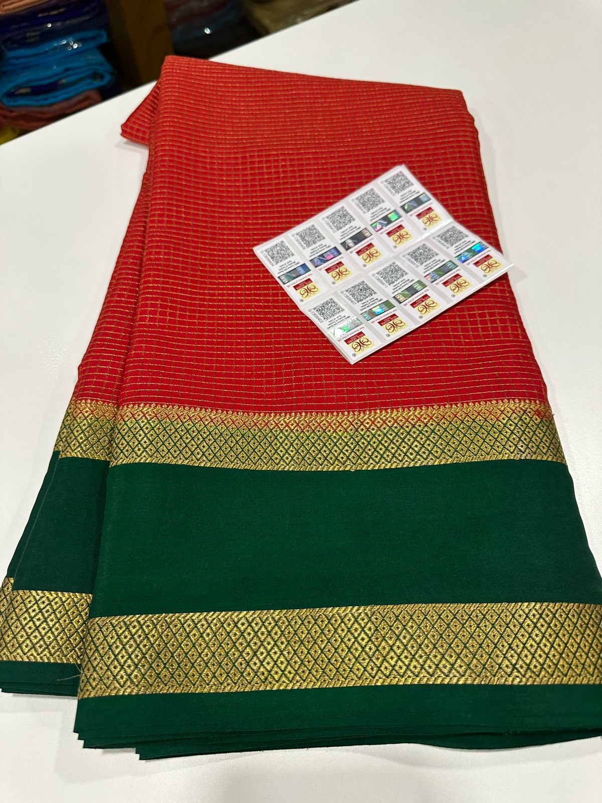 Pure Mysore Silk Checked Saree