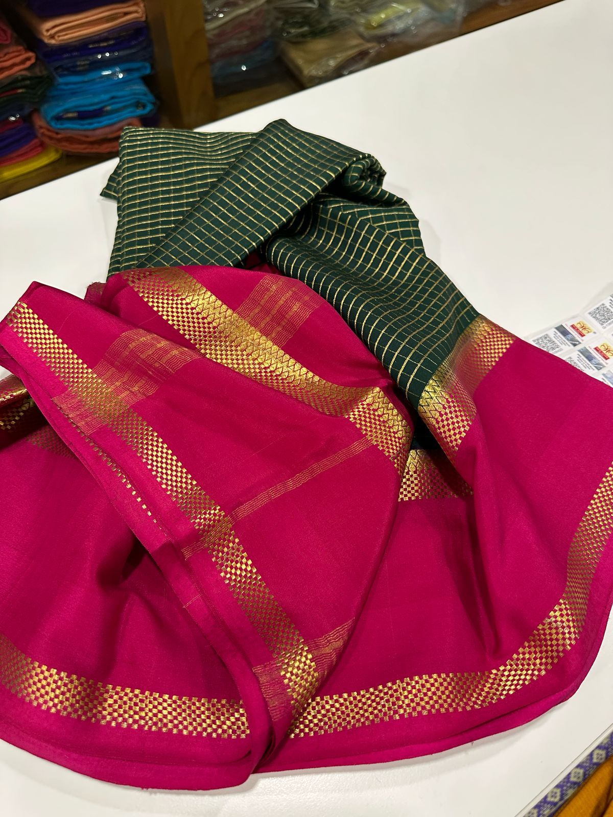 Pure Mysore Silk Checked Saree