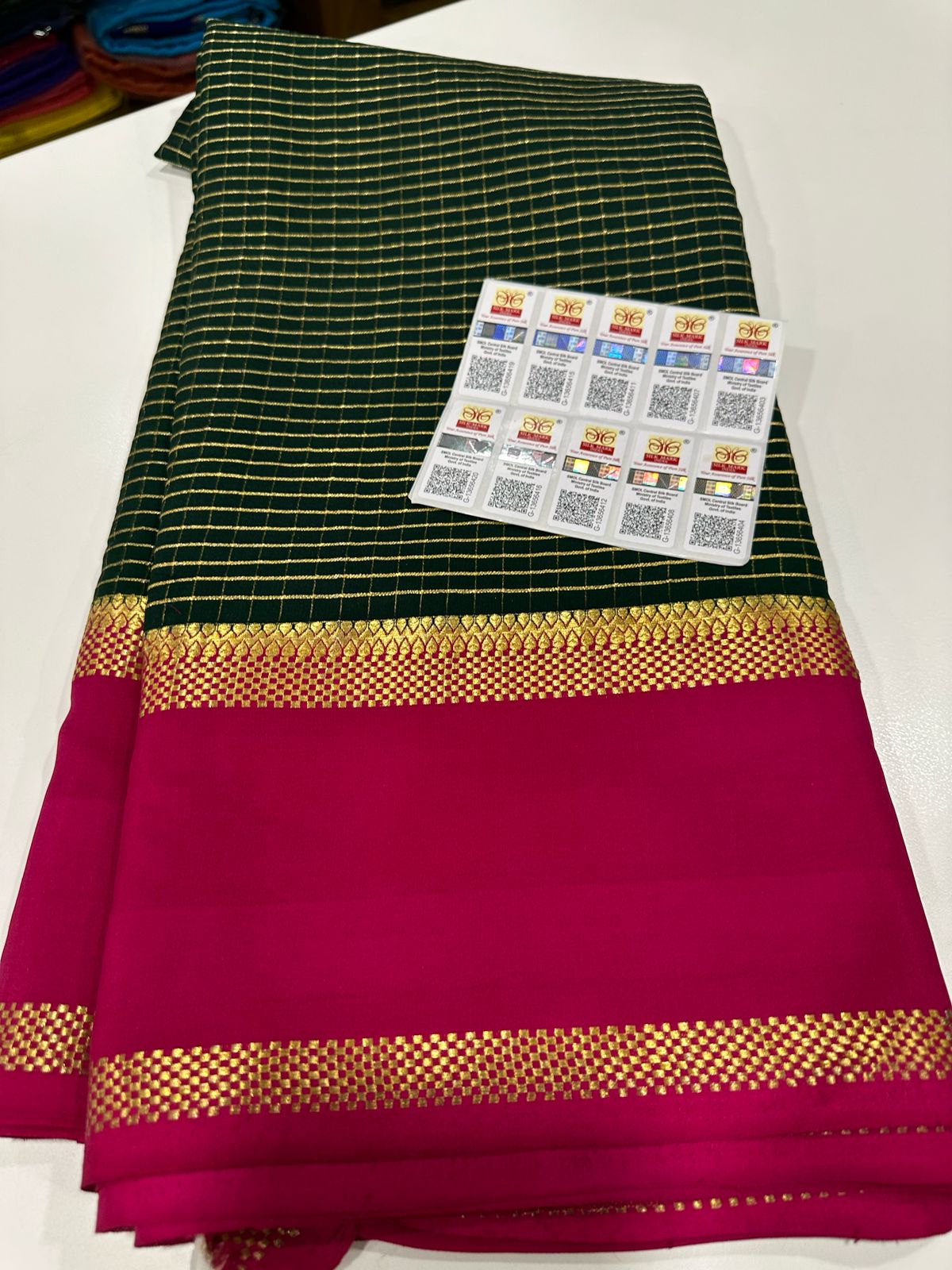 Pure Mysore Silk Checked Saree