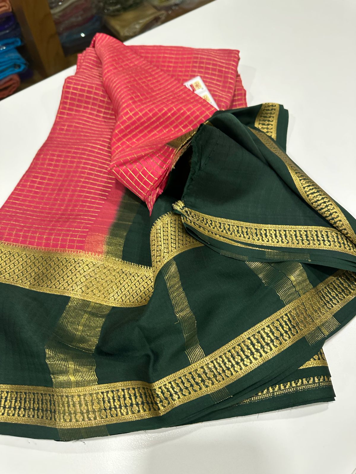 Pure Mysore Silk Checked Saree